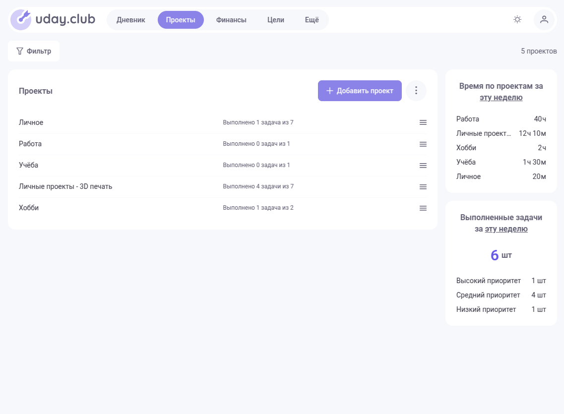 Проекты: всё в одном месте